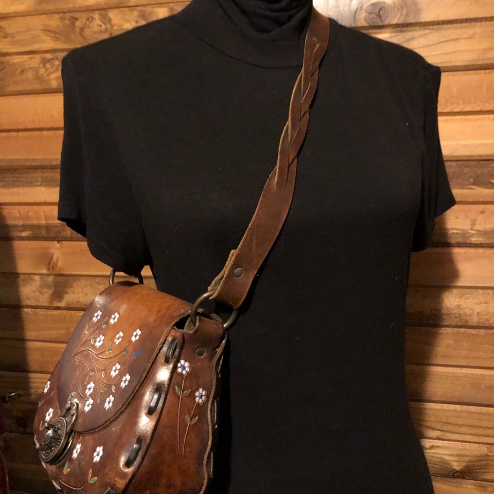 EUC 60-70’s Rare Leather by Canale Hippie Bag - Picture 7 of 8